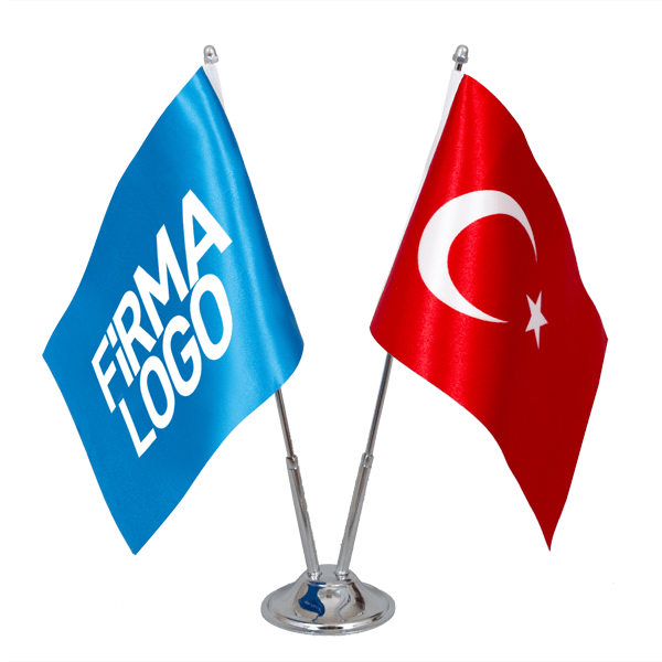 Antalya İkili Masa Bayrağı Logo Baskılı 